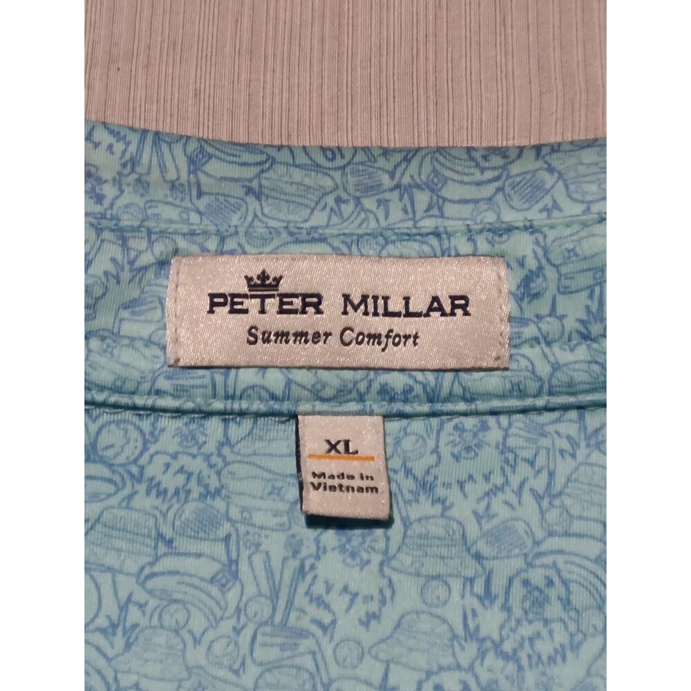 Peter Millar Summer Comfort Polo Shirt Mens XL Blue 19th Hole Golf Pattern - Picture 3 of 6